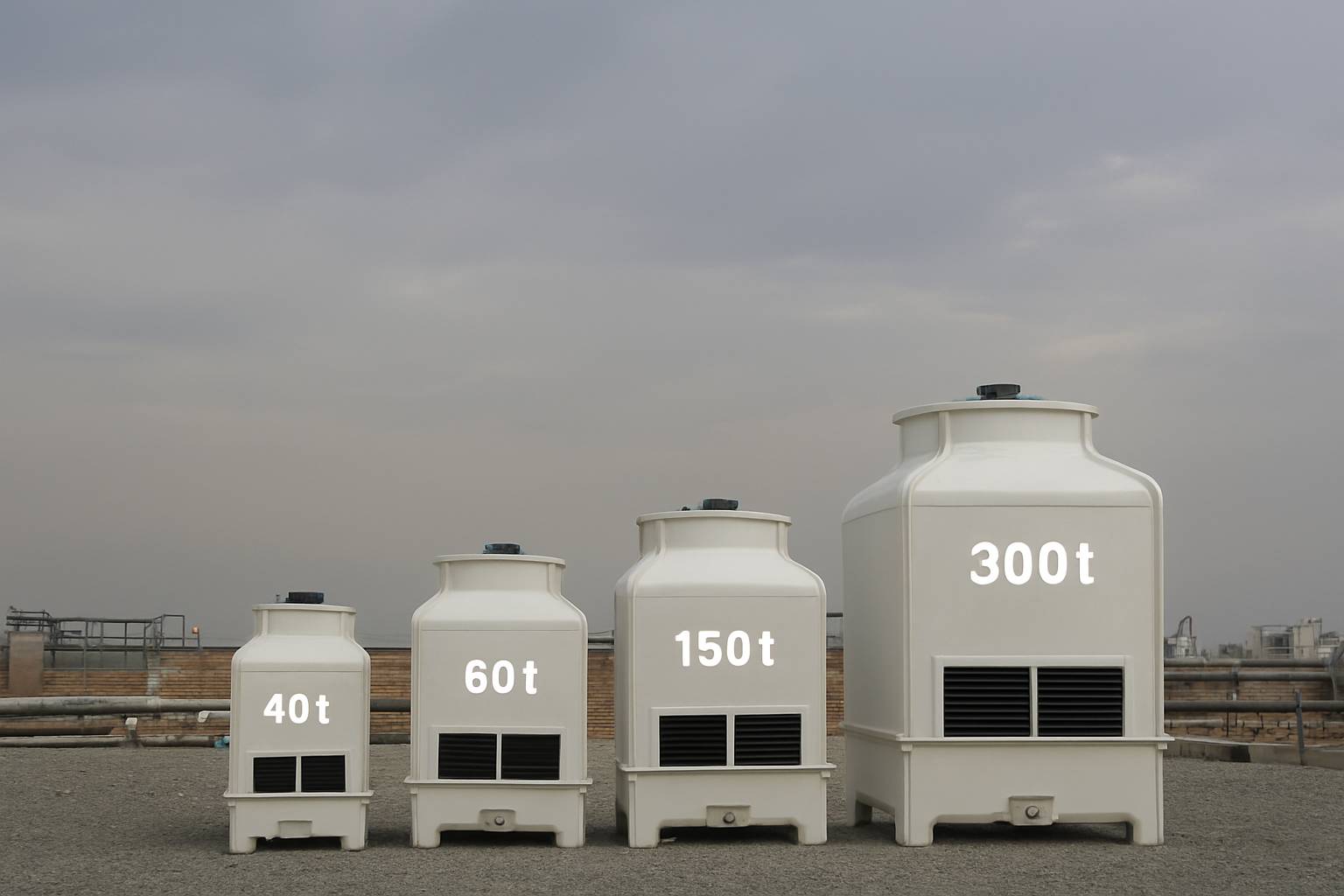 تفاوت برج‌ خنک‌کننده 10 تن، 40 تن، 60 تن، 150 تن، 200 تن و 300 تن